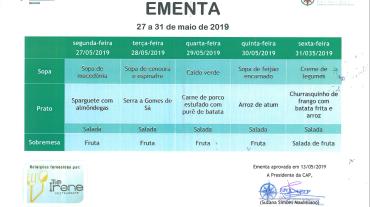 EMENTA DE 27 DE MAIO A 31 DE MAIO