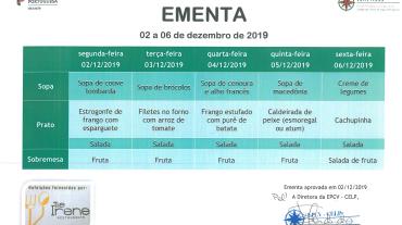 EMENTA DE 02 A 06 DE DEZEMBRO