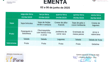 EMENTA DE 02 A 06 DE JUNHO