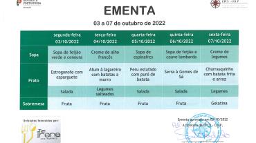 EMENTA DE 03 A 07 DE OUTUBRO