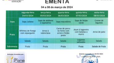 EMENTA DE 04 a 08 DE MARÇO