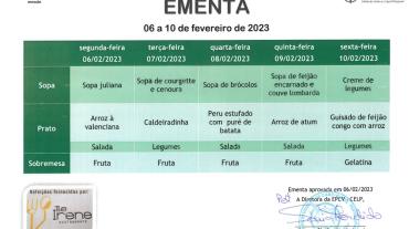 EMENTA DE 06 a 10 DE FEVEREIRO