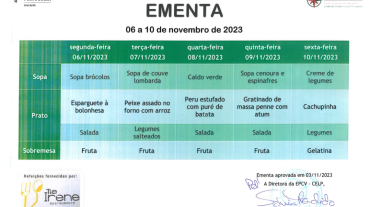 EMENTA DE 06 A 10 DE NOVEMBRO