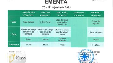 EMENTA DE 7 DE JUNHO A 11 DE JUNHO