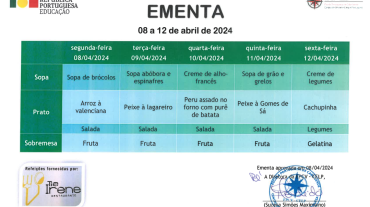 EMENTA DE 08 A 12 DE ABRIL