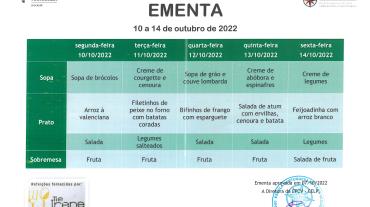 EMENTA DE 10 A 14 DE OUTUBRO