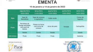 EMENTA DE 10 A 15 DE JANEIRO