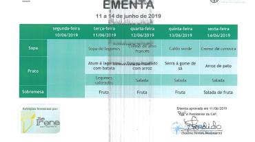 EMENTA DE 11 DE JUNHO A 14 DE JUNHO