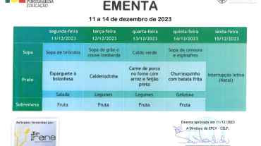 EMENTA DE 11 A 14 DE DEZEMBRO