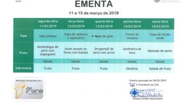 EMENTA DE 11 DE MARÇO A 15 DE MARÇO