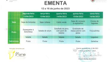 EMENTA DE 12 A 16 JUNHO