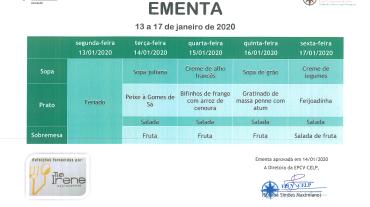 EMENTA DE 13 DE JANEIRO A 17 DE JANEIRO