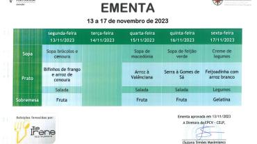 EMENTA DE 13 A 17 DE NOVEMBRO