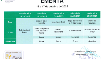 EMENTA DE 13 A 17 DE OUTUBRO DE 2025