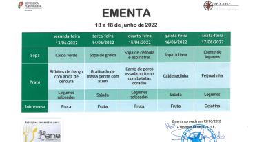 EMENTA DE 13 A 18 DE JUNHO