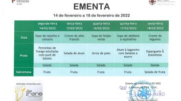 EMENTA DE 14 A 18 DE FEVEREIRO