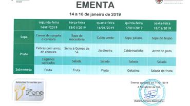 EMENTA DE 14 DE JANEIRO A 18 DE JANEIRO