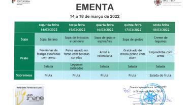 EMENTA DE 14 A 18 DE MARÇO