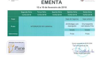 EMENTA DE 15 DE FEVEREIRO A 16 DE FEVEREIRO