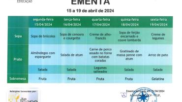 EMENTA DE 15 A 19 DE ABRIL