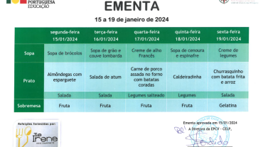 EMENTA DE 15 A 19 DE JANEIRO