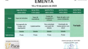 EMENTA DE 16 A 19 DE JANEIRO