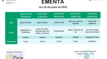 EMENTA DE 16 A 20 DE JUNHO