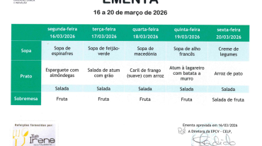 EMENTA DE 16 A 20 DE MARÇO