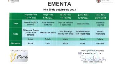 EMENTA DE 16 A 20 DE OUTUBRO 