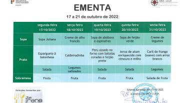 EMENTA DE 17 A 21 DE OUTUBRO