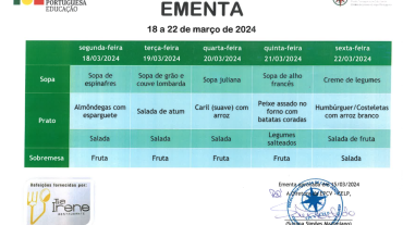 EMENTA DE 18 A 22 DE MARÇO