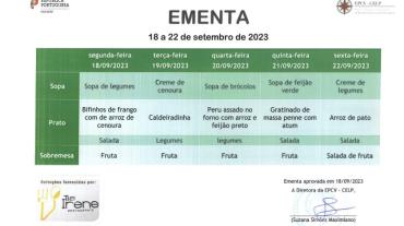 EMENTA DE 18 A 22 DE SETEMBRO