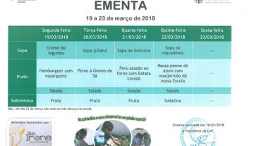 EMENTA DE 19 DE MARÇO A 23 DE MARÇO