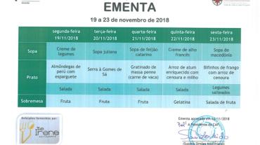 EMENTA DE 19 DE NOVEMBRO A 23 DE NOVEMBRO