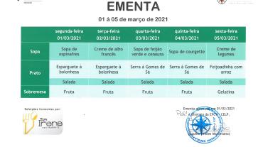 EMENTA DE 01 DE MARÇO A 05 DE MARÇO