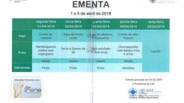 EMENTA DE 1 DE ABRIL A 5 DE ABRIL