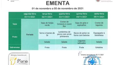 EMENTA DE 01 DE NOVEMBRO A 5 DE NOVEMBRO