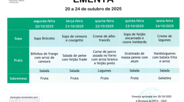 EMENTA DE 20 A 24 DE OUTUBRO