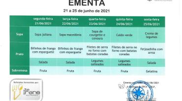 EMENTA DE 21 DE JUNHO A 25 DE JUNHO