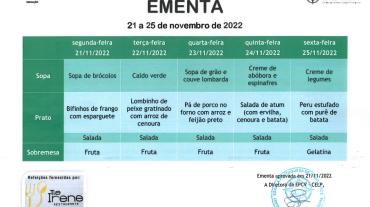 EMENTA DE 21 A 25 DE NOVEMBRO