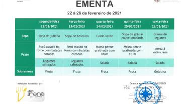 EMENTA DE 22 A 26 DE FEVEREIRO