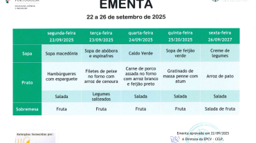 EMENTA DE 22 A 26 DE SETEMBRO DE 2025