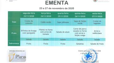 EMENTA DE 23 DE NOVEMBRO A 27 DE NOVEMBRO