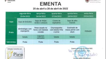 EMENTA DE 25 A 28 DE ABRIL