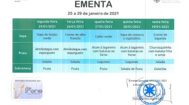 EMENTA DE 25 DE JANEIRO A 29 DE JANEIRO