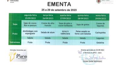 EMENTA DE 25 A 29 DE SETEMBRO