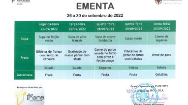 EMENTA DE 26 A 30 DE SETEMBRO