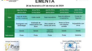 EMENTA DE 26 DE FEVEREIRO A 01 DE MARÇO