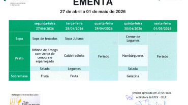 EMENTA DE 27 A 30 DE ABRIL