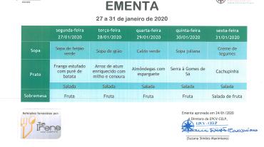 EMENTA DE 27 DE JANEIRO A 31 DE JANEIRO